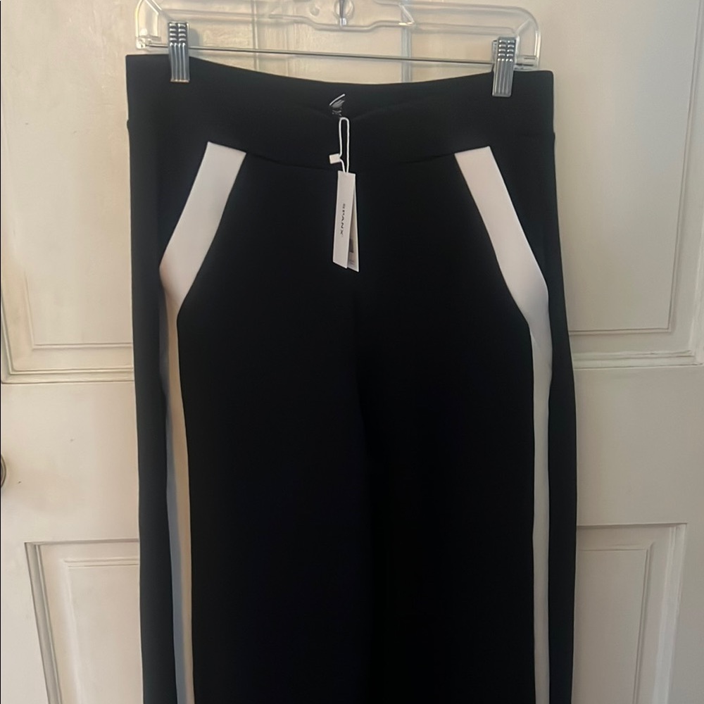 SPANX Black and White Joggers with Sporty Color-Blocking